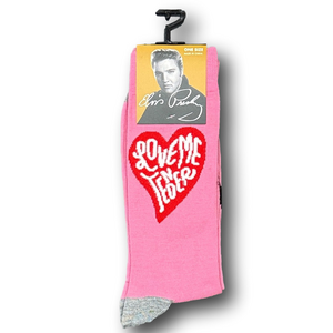 3/$20 Elvis Presley Heart "Love Me Tender" Funny Novelty Crew Socks - NWT